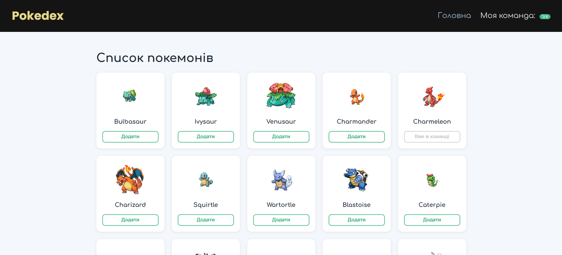 Каталог покемонів — робота учня NEUTRON